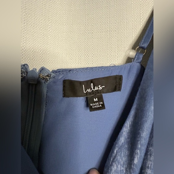 Lulus Constantine Slate Blue Satin Maxi Dress Medium - Picture 7 of 12